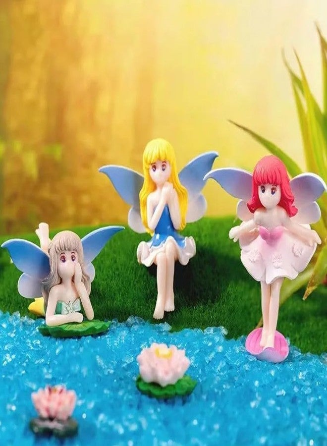 VRB Dec مجموعة VRB Dec Plastic ™ من 4 قطع من عناصر الديكور المصغرة/ألعاب مصغرة/ألعاب للحديقة، ألعاب للحديقة/إكسسوارات لتزيين المنزل، تماثيل، عناصر لتزيين الكيك (أميرة الجنية - 4 قطع)، متنوعة - Image 5